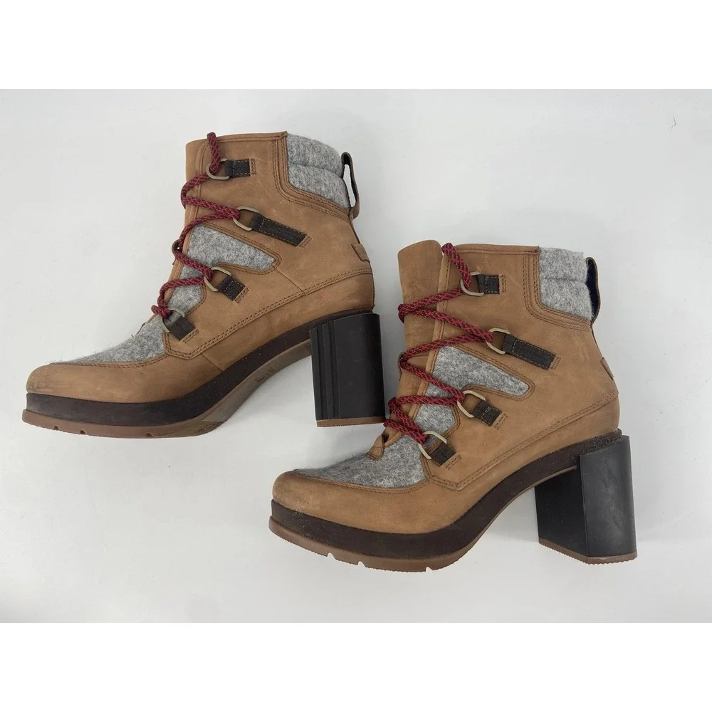 Sorel Boots Women 10 Brown Blake Nubuck Heel Ankle Block Heel Winter‎ Waterproof